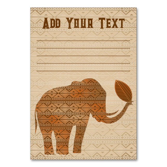 Numeração De Mesa Elefante - Design de Arte Tribal (Frente)