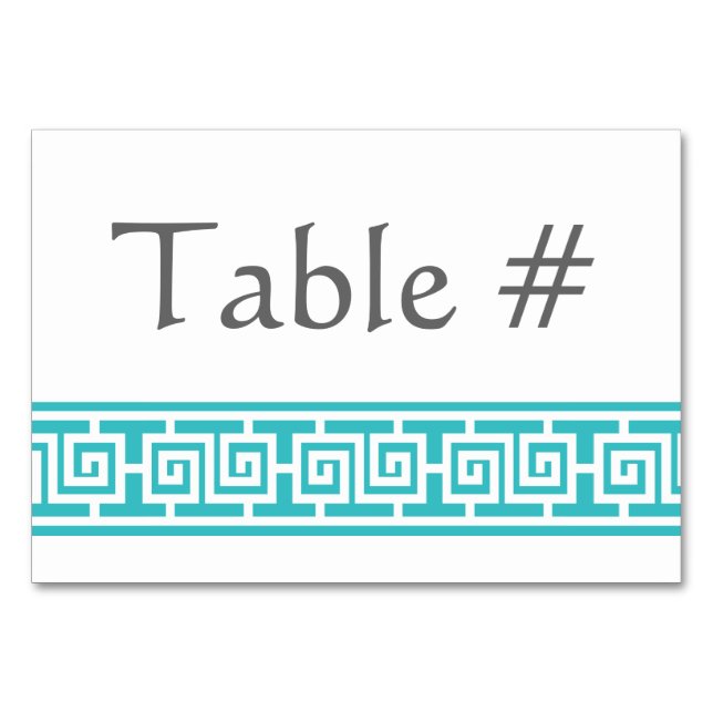 Numeração De Mesa Elegância chinesa na placa de Mesa turquesa (Frente)