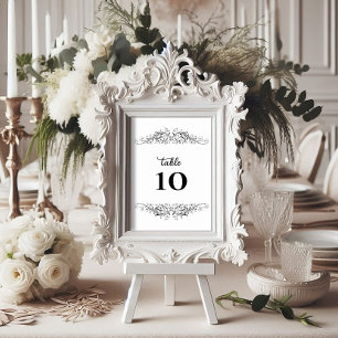 Numeração De Mesa Elegância florescente Negra e Branca
