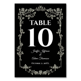 Numeração De Mesa Elegant black and white Gothic Wedding