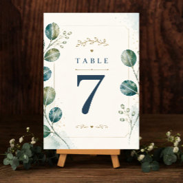 Numeração De Mesa Elegant Blue Eucalyptus Watercolor