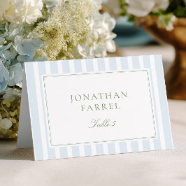 Numeração De Mesa Elegant Blue Stripes Wedding Place Cards