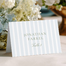 Numeração De Mesa Elegant Blue Stripes Wedding Place Cards