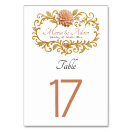 Numeração De Mesa Elegant Blush Dahlias Golden Script Wedding