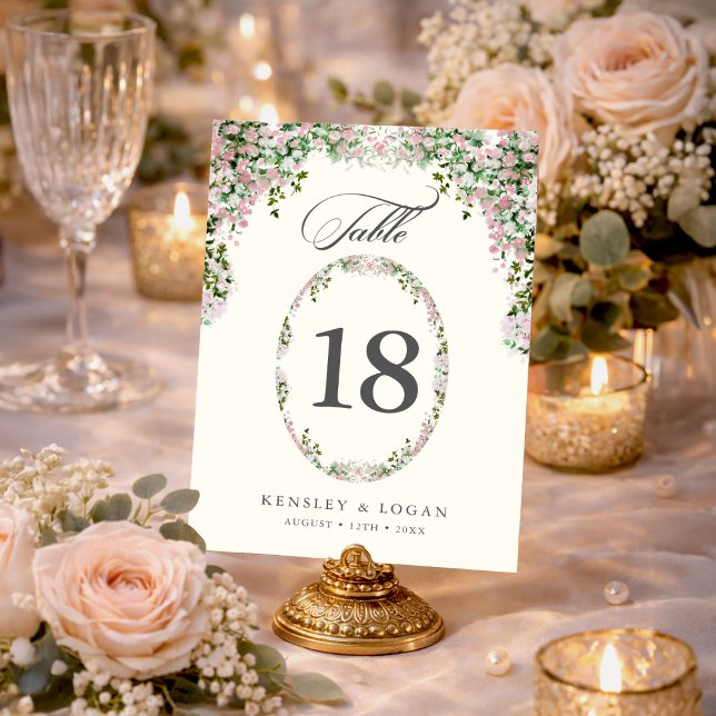 Numeração De Mesa Elegant Blush Garden Wedding Table Number (Criador carregado)
