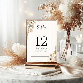 Numeração De Mesa Elegant Boho Wedding with Beige & Yellow Flowers