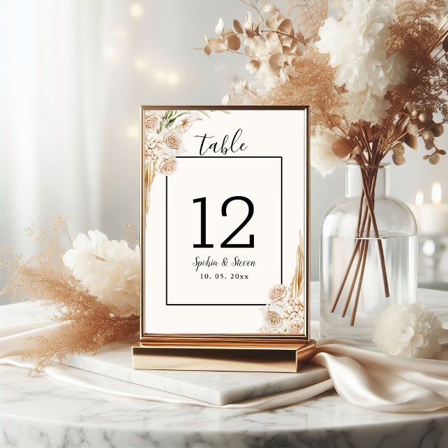 Numeração De Mesa Elegant Boho Wedding with Beige & Yellow Flowers (Criador carregado)