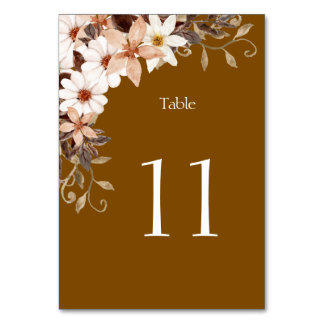 Numeração De Mesa Elegant Brown Table Number Card