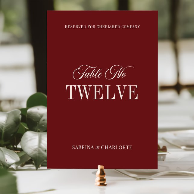Numeração De Mesa Elegant Burgundy Old Money Wedding Table Number (Criador carregado)
