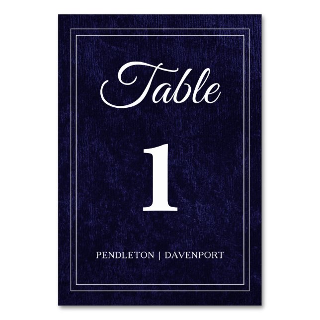 Numeração De Mesa Elegant Classic Navy Blue Wedding (Frente)