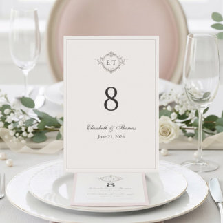 Numeração De Mesa Elegant Country Monogram Wedding Table Number