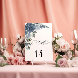 Numeração De Mesa Elegant Dusty Blue Floral Wedding Table Card
