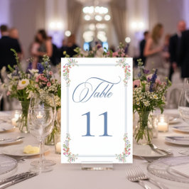 Numeração De Mesa Elegant Dusty Blue Pastel Wildflower Crest Wedding