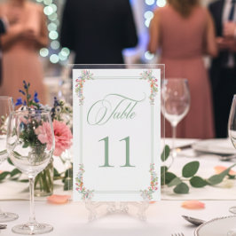 Numeração De Mesa Elegant Dusty Sage Pastel Wildflower Crest Wedding