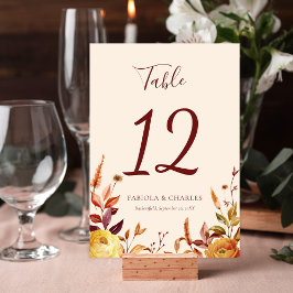 Numeração De Mesa Elegant Floral Boho Fall in Love Wedding