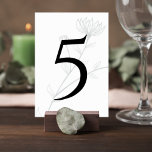 Numeração De Mesa Elegant Floral Wedding Table Number<br><div class="desc">Add a refined and organized touch to your reception tables with this minimalist botanical wedding table number card. Featuring delicate floral line illustrations and a bold modern table number, this design blends simplicity with elegance, making it perfect for sophisticated wedding décor. The soft botanical background and clean typography create a...</div>