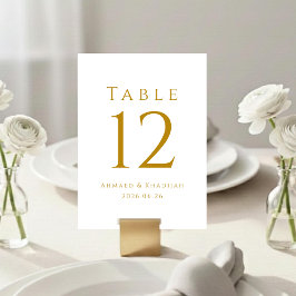 Numeração De Mesa Elegant Gold Table Number Card