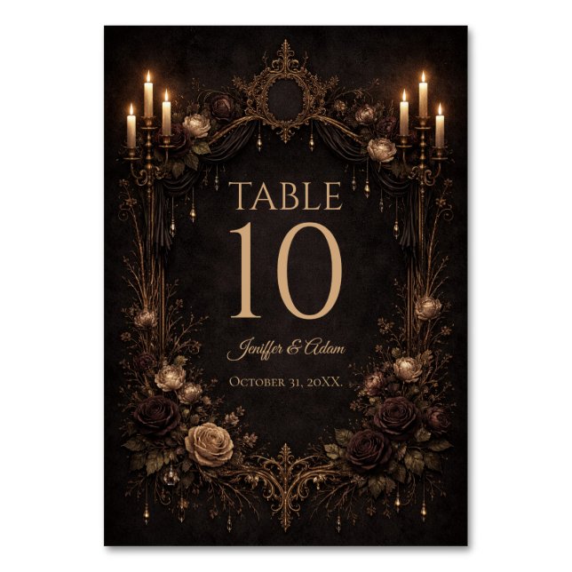 Numeração De Mesa Elegant Gothic Halloween Wedding Table number (Frente)