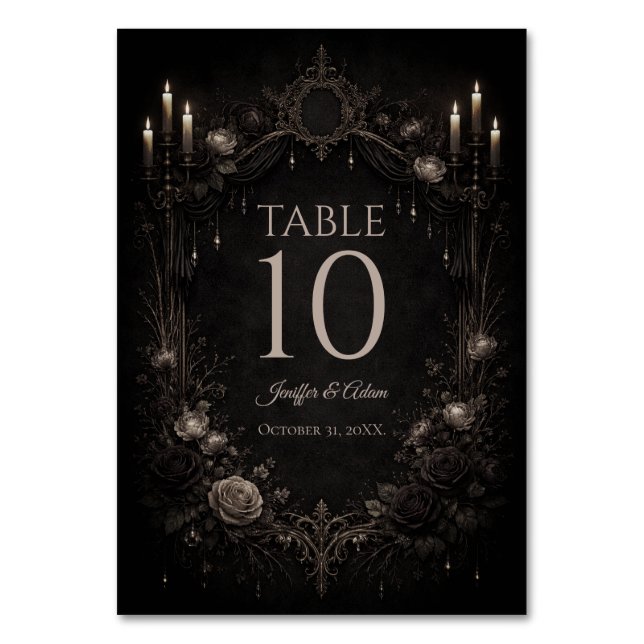 Numeração De Mesa Elegant Gothic Halloween Wedding Table number (Frente)