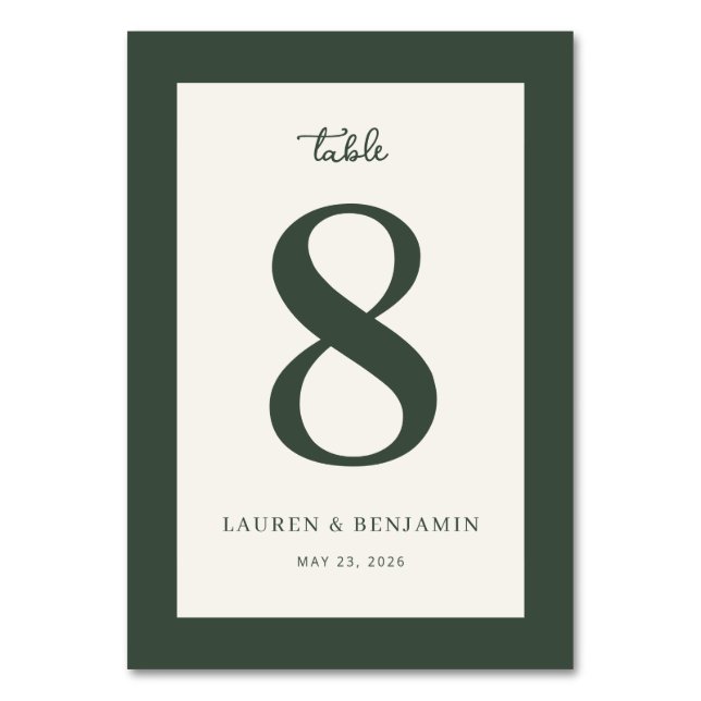 Numeração De Mesa Elegant Green Number Eight (Frente)