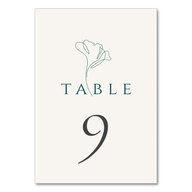 Numeração De Mesa Elegant Minimalistic Emerald Wedding Table Number (Frente)