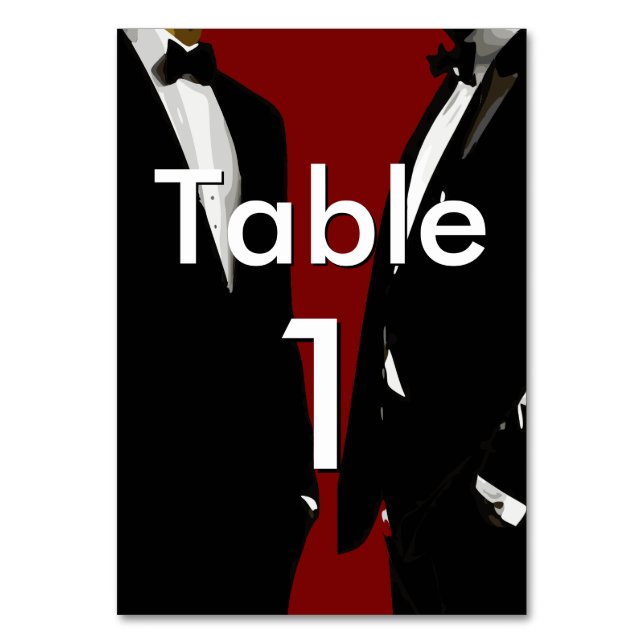 Numeração De Mesa Elegant Modern Gay Men Wedding Rainbow (Frente)