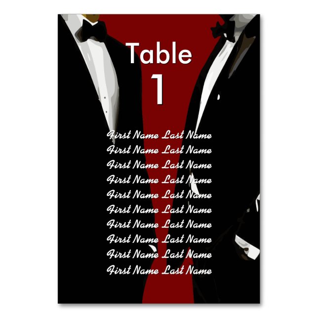 Numeração De Mesa Elegant Modern Gay Men Wedding Rainbow Guest List (Frente)