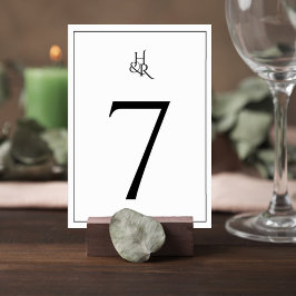 Numeração De Mesa Elegant Monogram Wedding Table Number Card