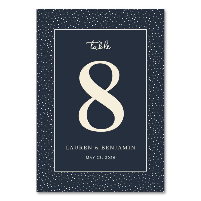 Numeração De Mesa Elegant Navy Dotted Number (Frente)