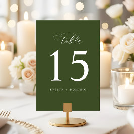 Numeração De Mesa Elegant Olive Green Wedding Table Number Cards