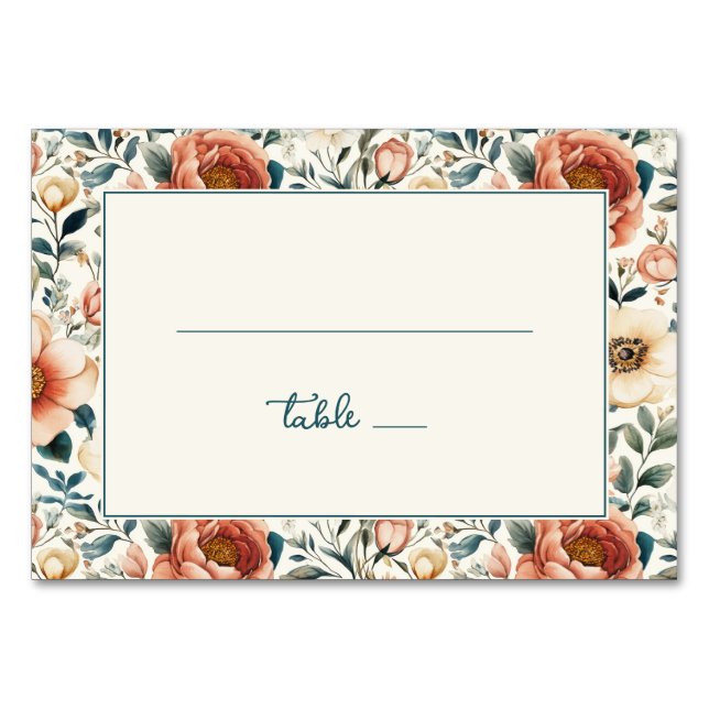 Numeração De Mesa Elegant Pastel Floral Border (Frente)