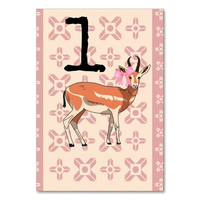 Numeração De Mesa Elegant Pink Doe-patterned Christmas  (Frente)