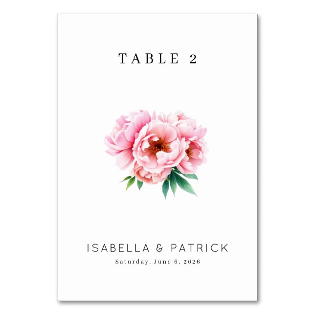 Numeração De Mesa Elegant Pink Floral (Frente)