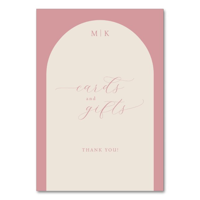 Numeração De Mesa Elegant Pink Minimalist Cards and Gifts Sign (Frente)