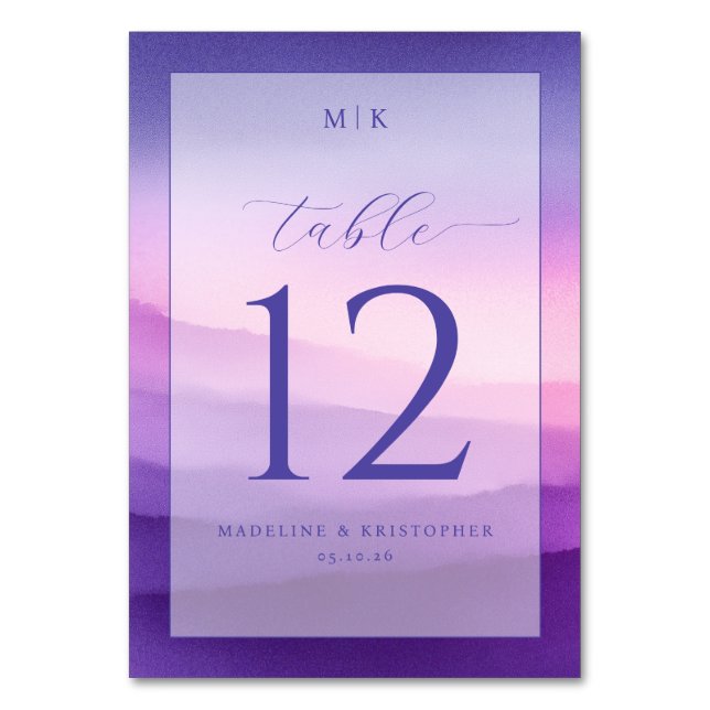 Numeração De Mesa Elegant Purple Gradient Table Number (Frente)
