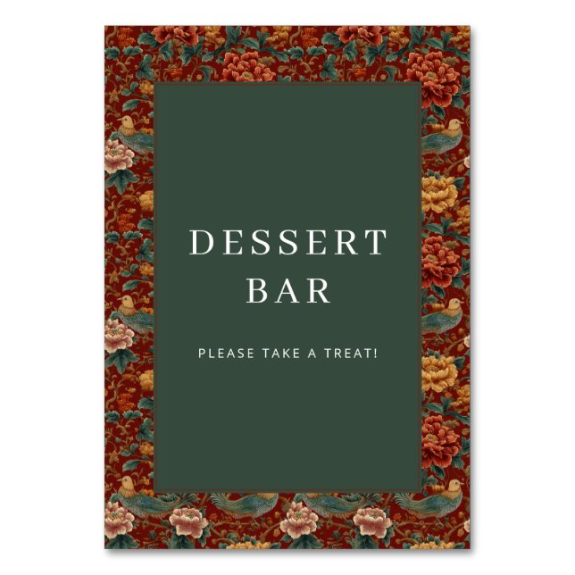 Numeração De Mesa Elegant Red Floral Border Design (Frente)