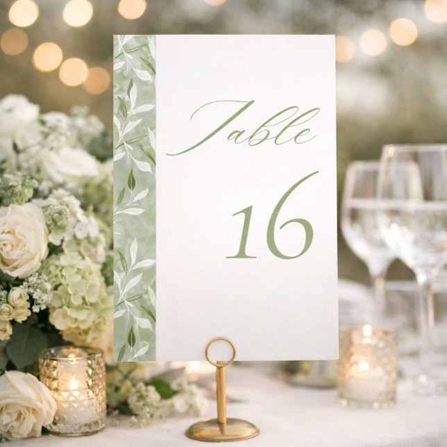 Numeração De Mesa Elegant Sage Green Botanical Wedding  (Criador carregado)