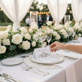Numeração De Mesa Elegant Swan Love Couple Wedding Place Card