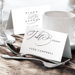 Numeração De Mesa Elegant Swirl Script Wedding Foldable Place Card