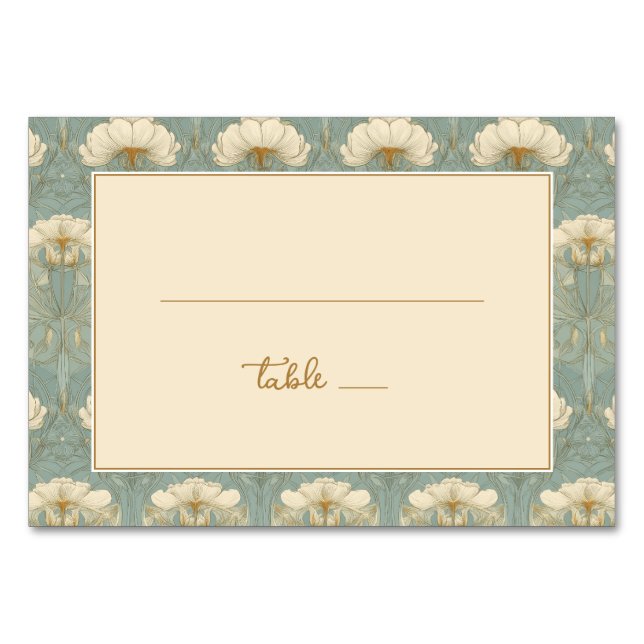 Numeração De Mesa Elegant Teal Floral Border (Frente)