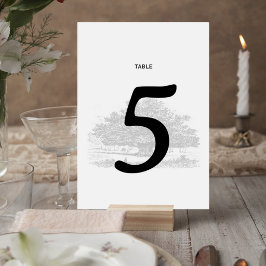 Numeração De Mesa Elegant Tree Sketch Wedding Table Number Card
