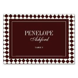 Numeração De Mesa Elegant Vintage Burgundy Wedding Place Card