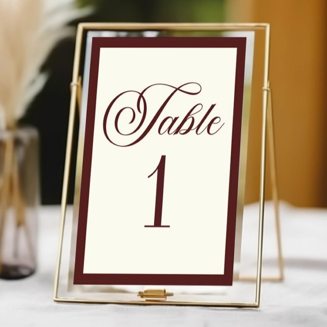 Numeração De Mesa Elegant Vintage Ivory Dark Burgundy Wedding (Criador carregado)