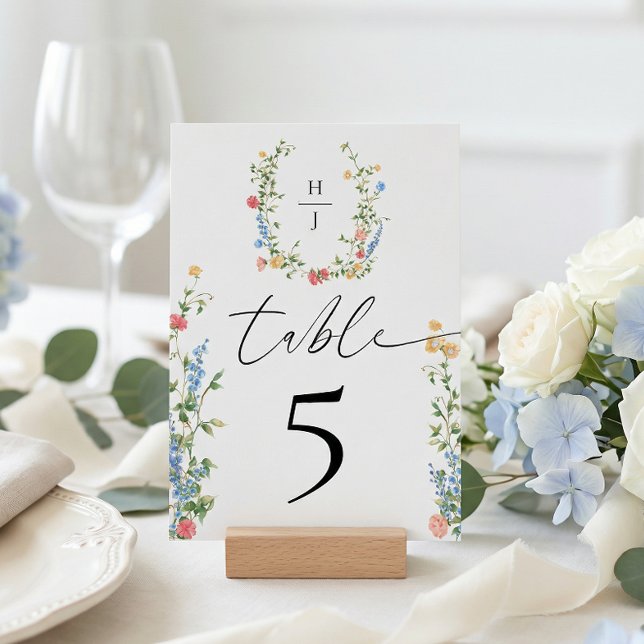 Numeração De Mesa Elegant Wildflower Wedding Reception (Criador carregado)