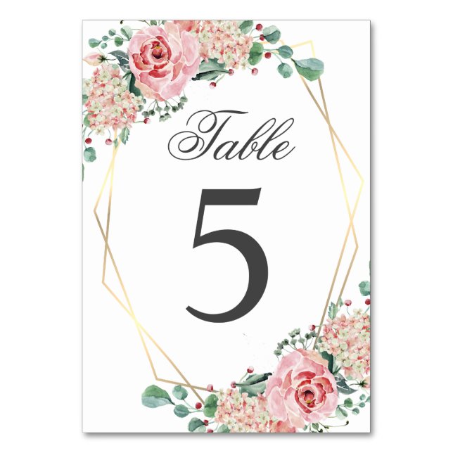 Numeração De Mesa Elegante Aquañera Quince Espanhol Rosa (Frente)