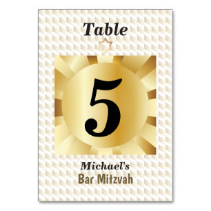 Numeração De Mesa Elegante Bar Mitzvah Preto e Dourado Geométrico
