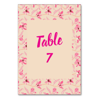 Numeração De Mesa Elegante Bege e Rosa Floral Casamento