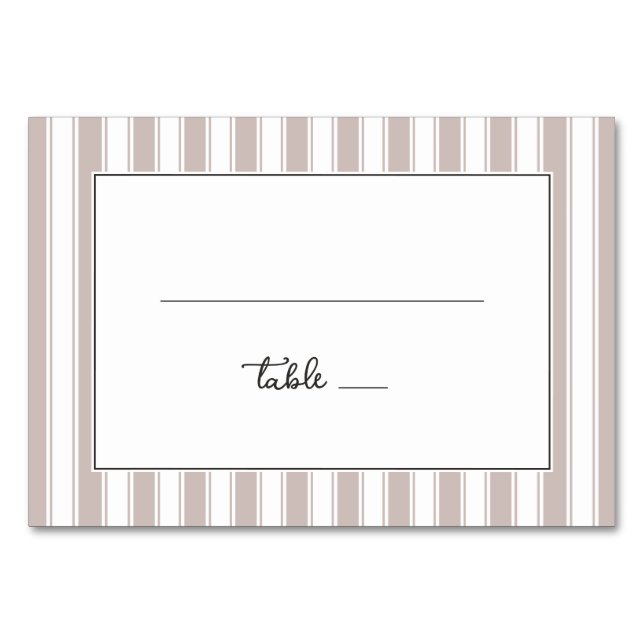 Numeração De Mesa Elegante Bege Listrado Minimalista (Frente)