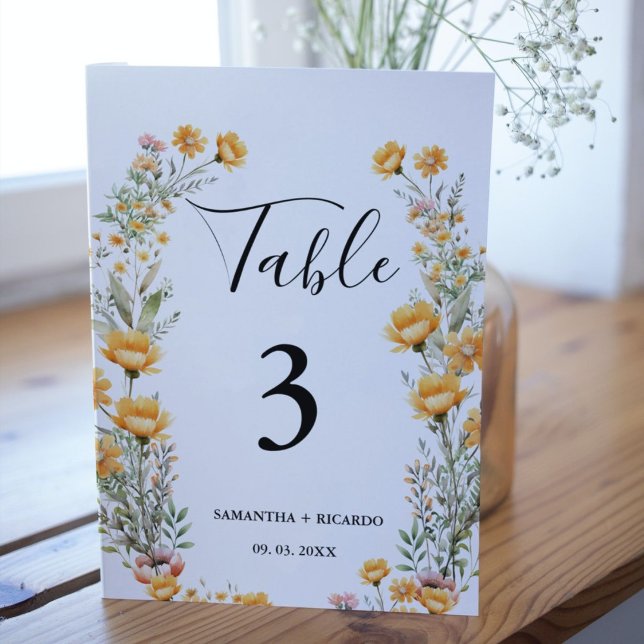 Numeração De Mesa Elegante Boho Weadow Ivory Wildflower Tab (Criador carregado)