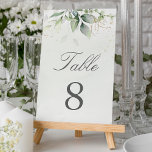 Numeração De Mesa Elegante Botânico Eucalyptus Greenery Watercolor<br><div class="desc">Lindos números de mesas de casamento com a aquarela eucalipto e folhas de ouro.</div>